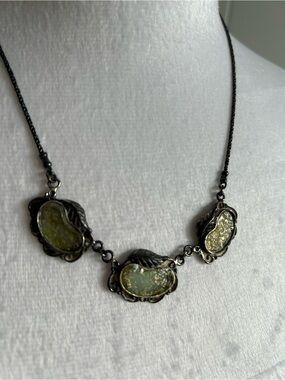 Vintage-Inspired Green Druzy Accent Necklace